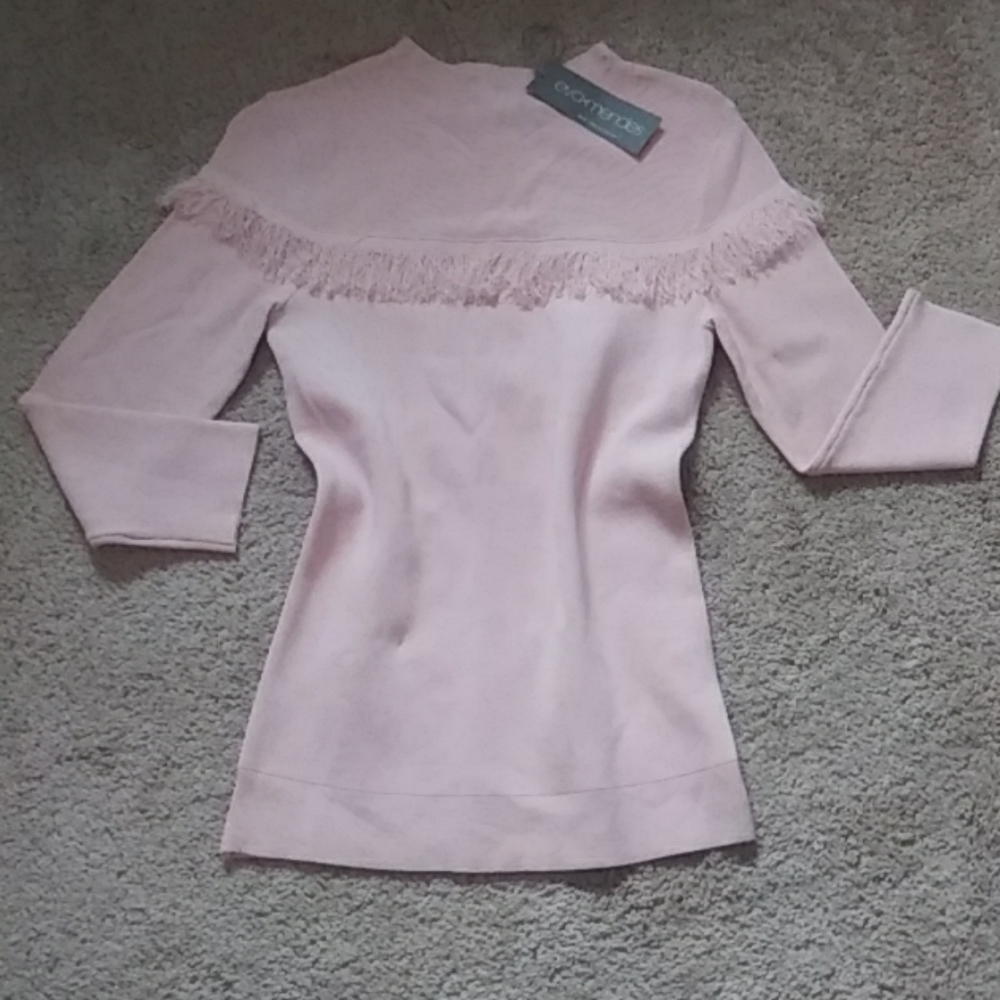 NWT Blush Pink Sweater with Fringe